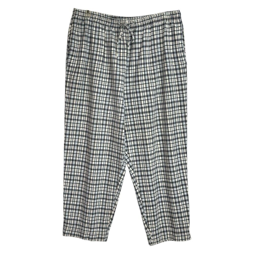 Vintage Linen Blend Crop Pants Plus Size 26W Plaid High Waisted Casual